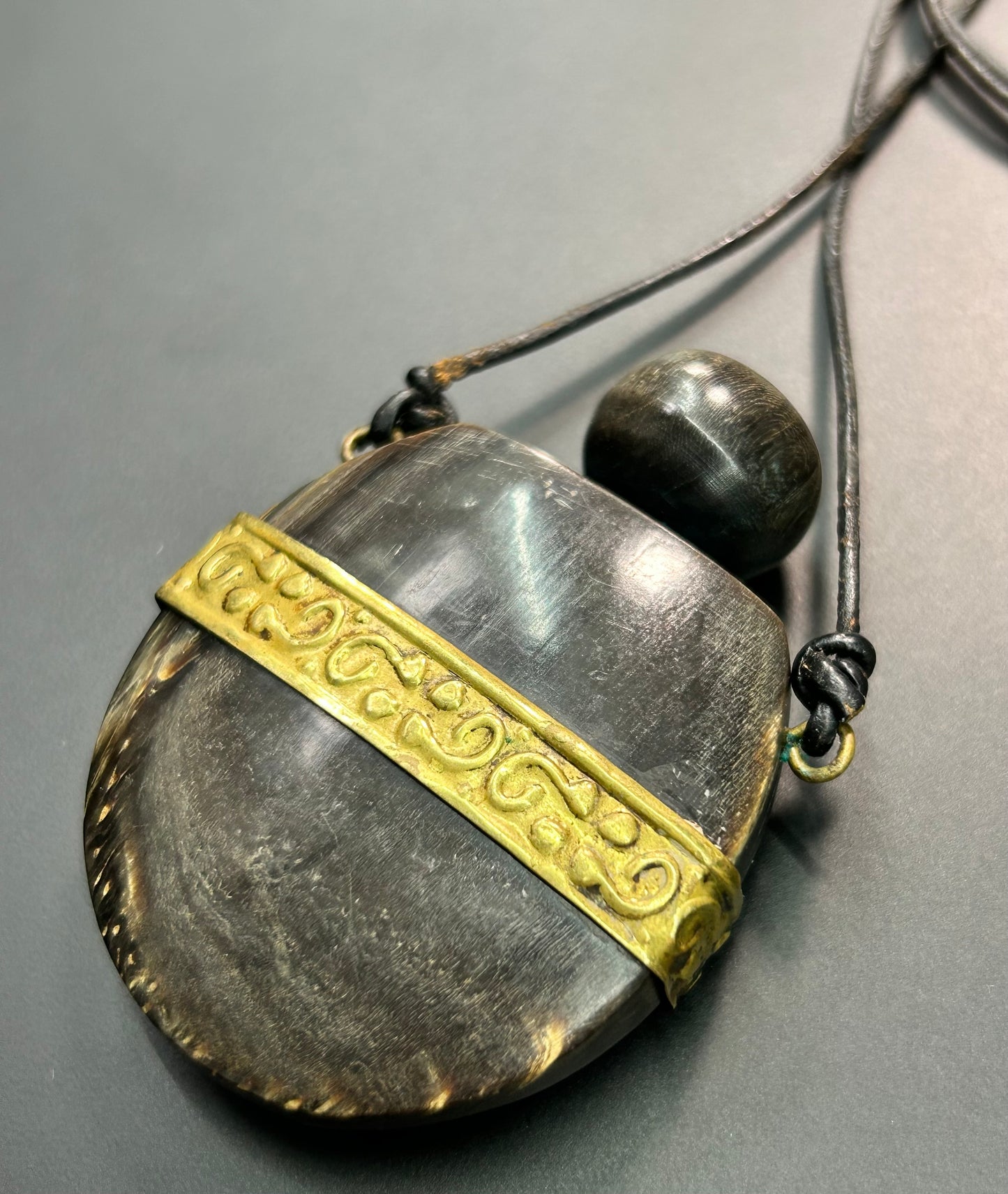 Bone & Brass Poison Pendant Necklace