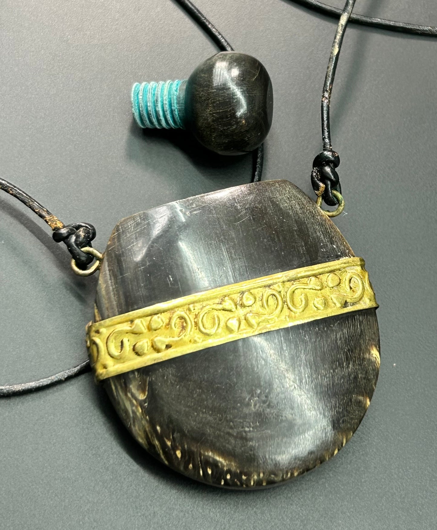 Bone & Brass Poison Pendant Necklace
