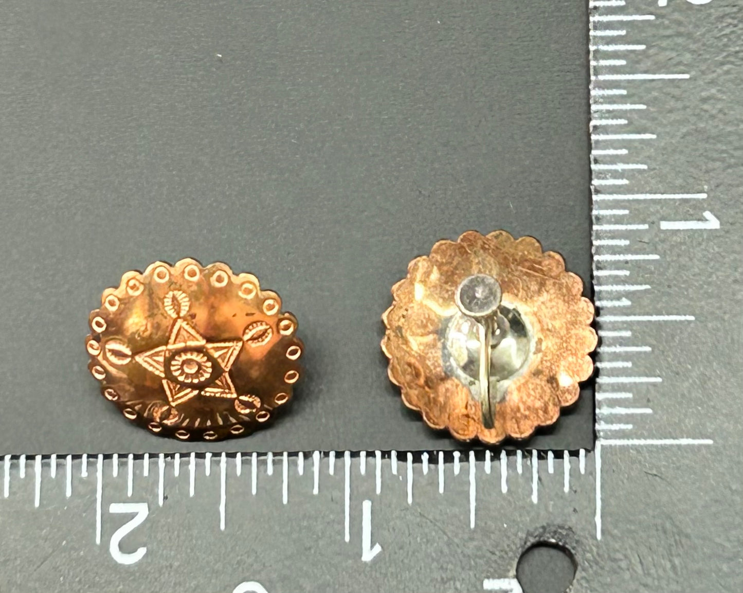 Copper Concho Screw Back Earrings