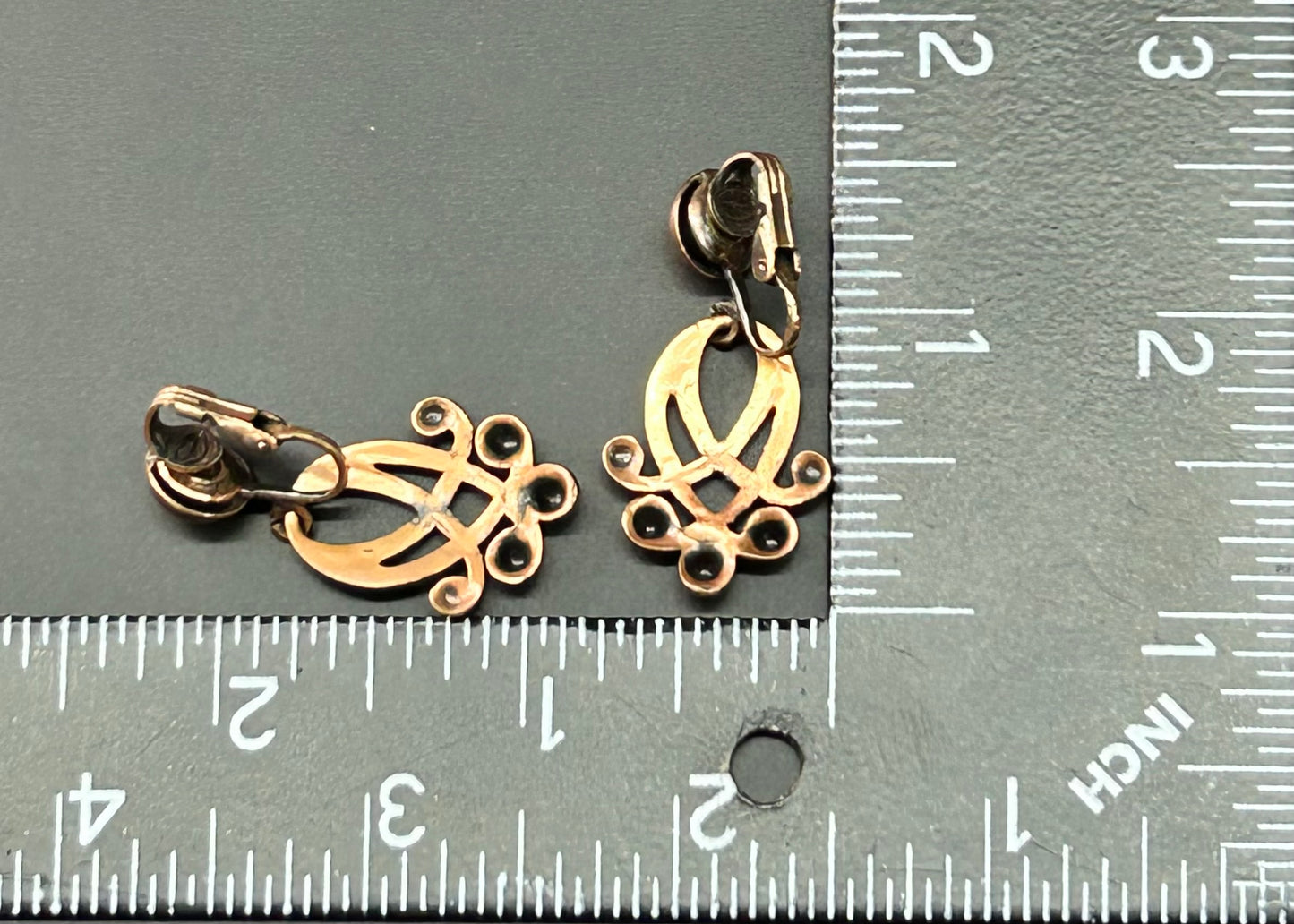 Copper Overlay Clip Earrings