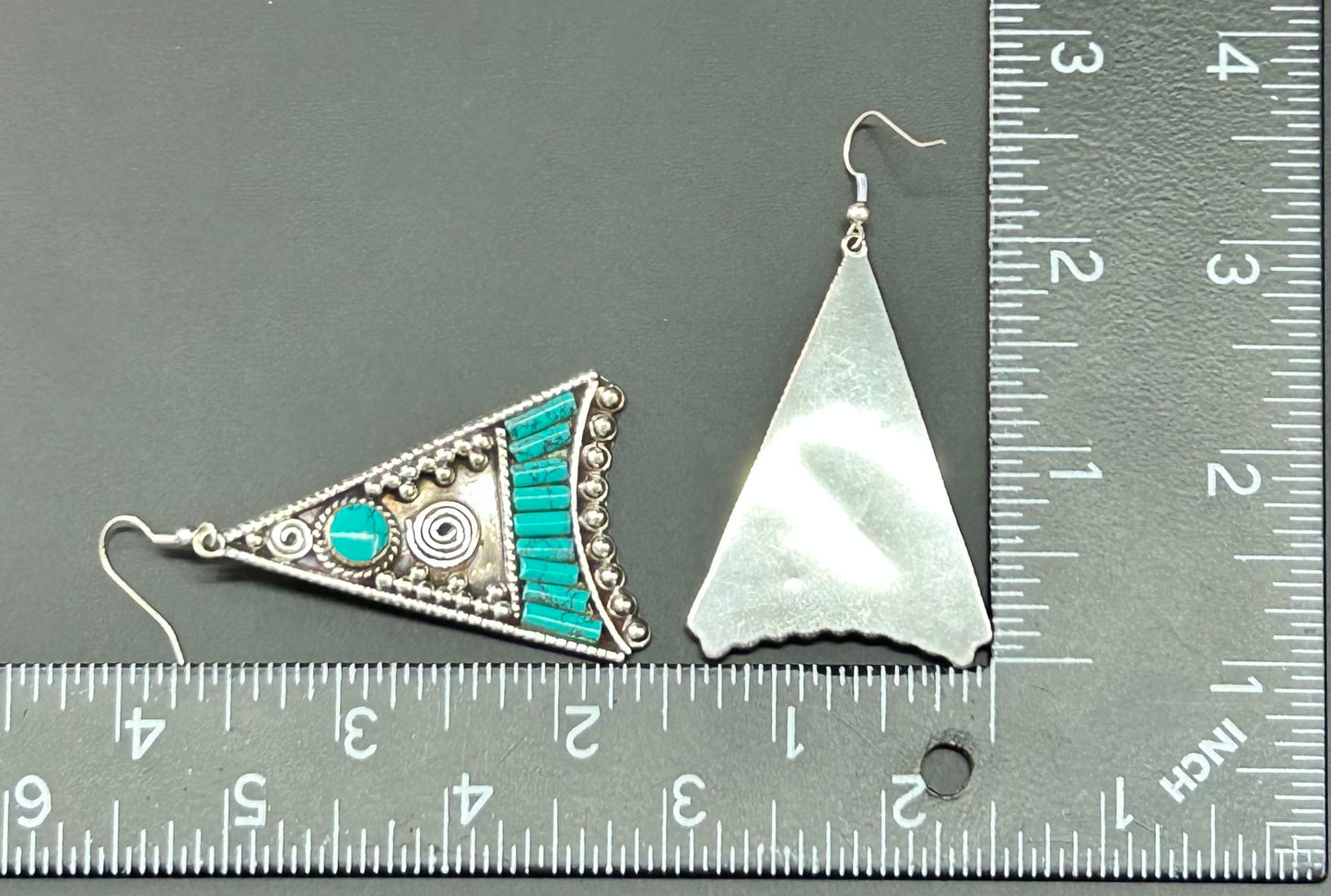 Silver Tone Faux Turquoise Earrings