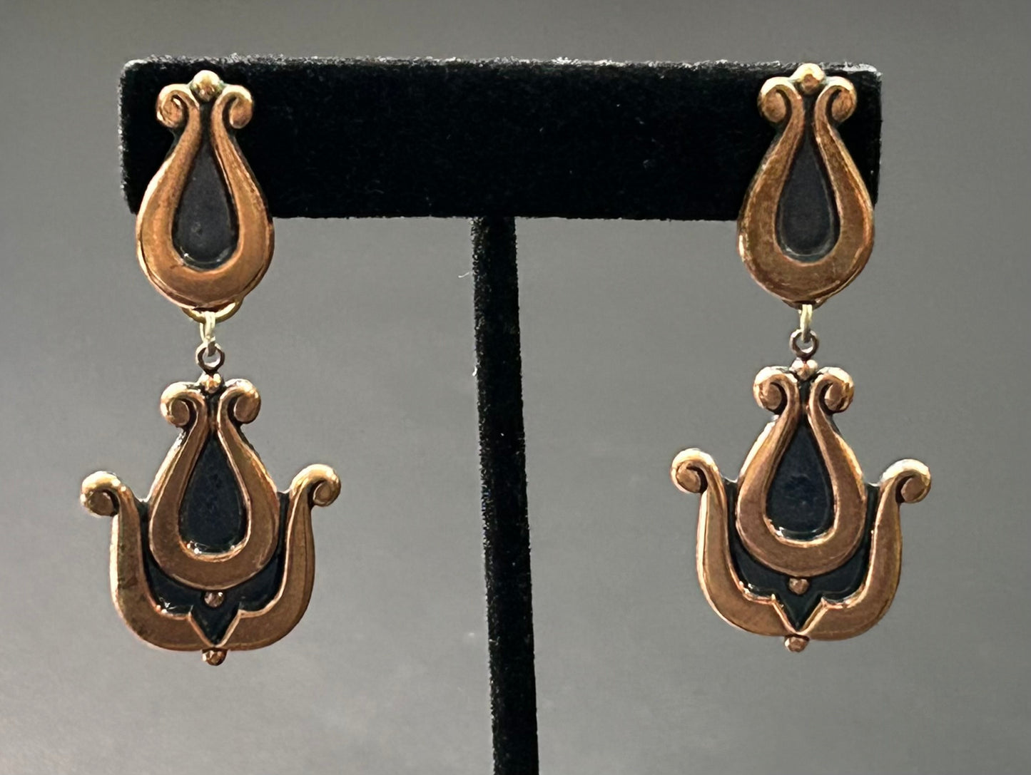 Copper Overlay Screw Back Earrings