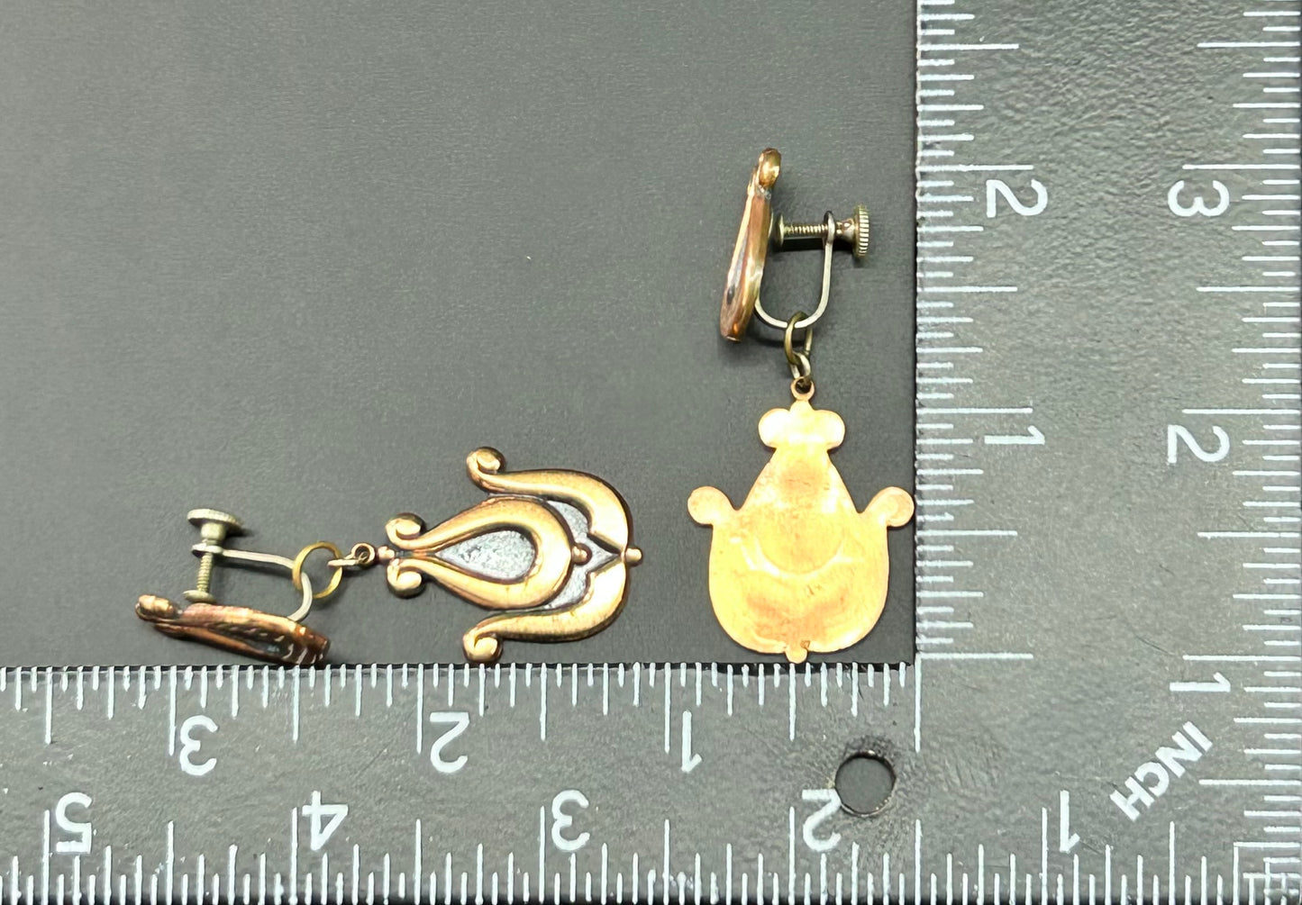 Copper Overlay Screw Back Earrings