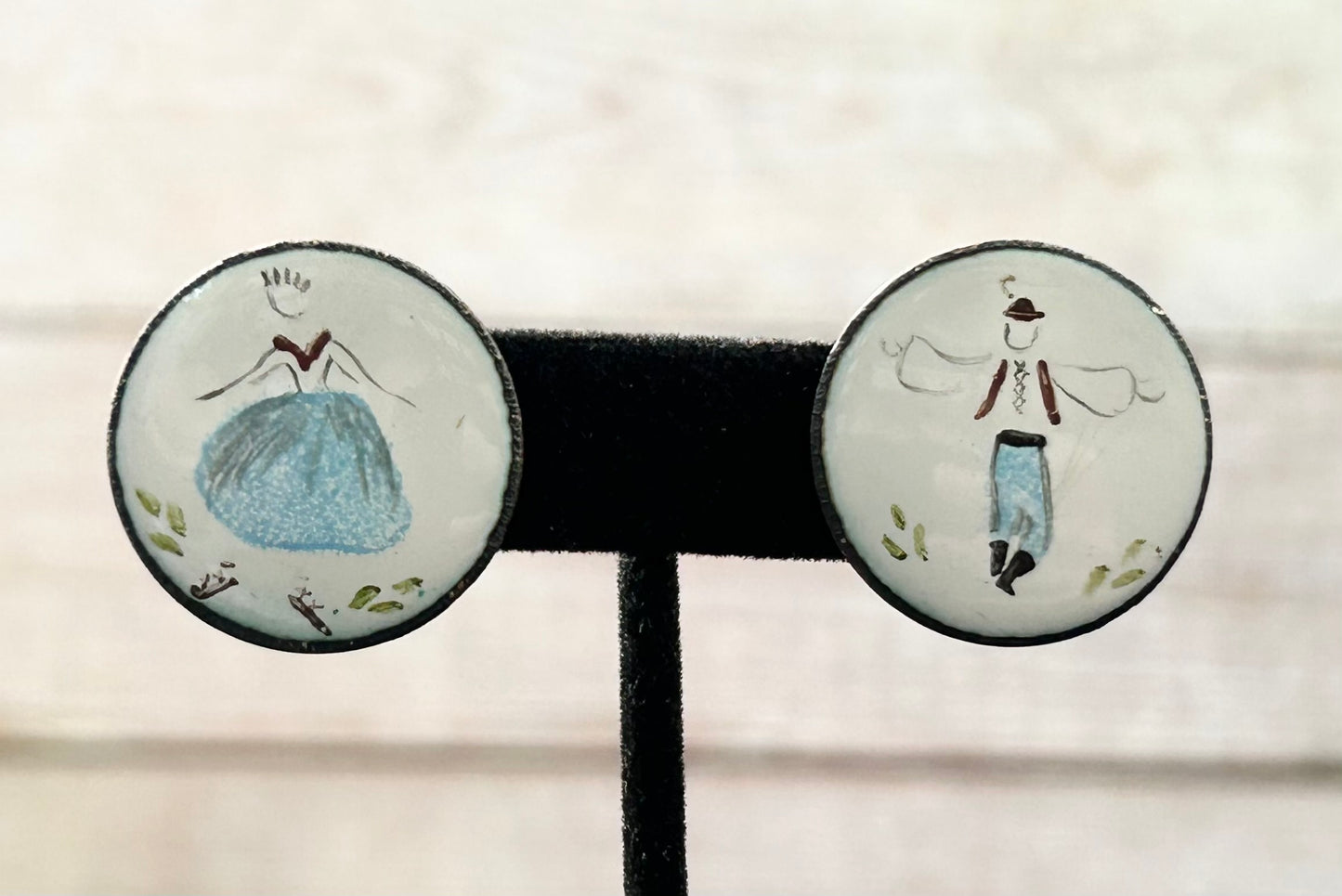 Painted Copper Screw Back Earrings
