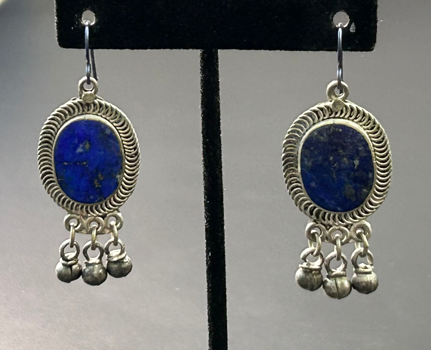Tibetan Silver Lapis Lazuli Earrings