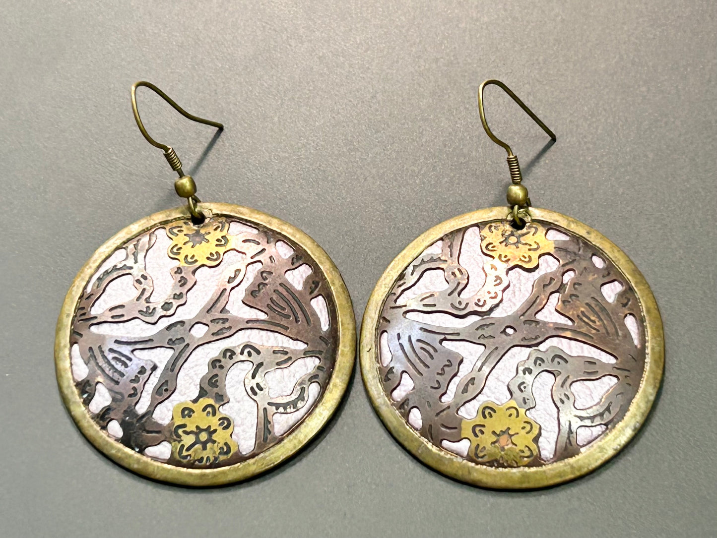 Lavender Color Brass Earrings