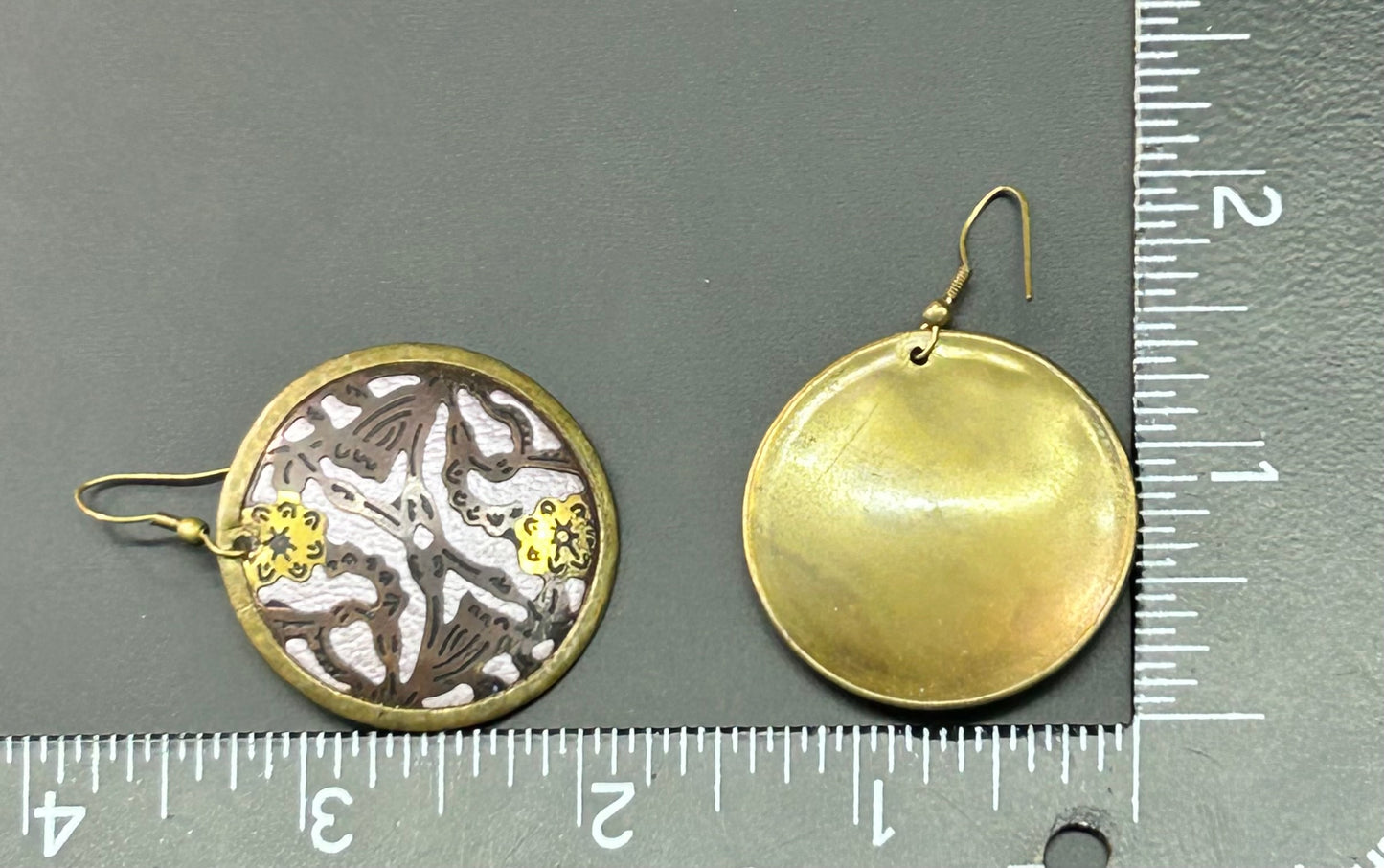 Lavender Color Brass Earrings