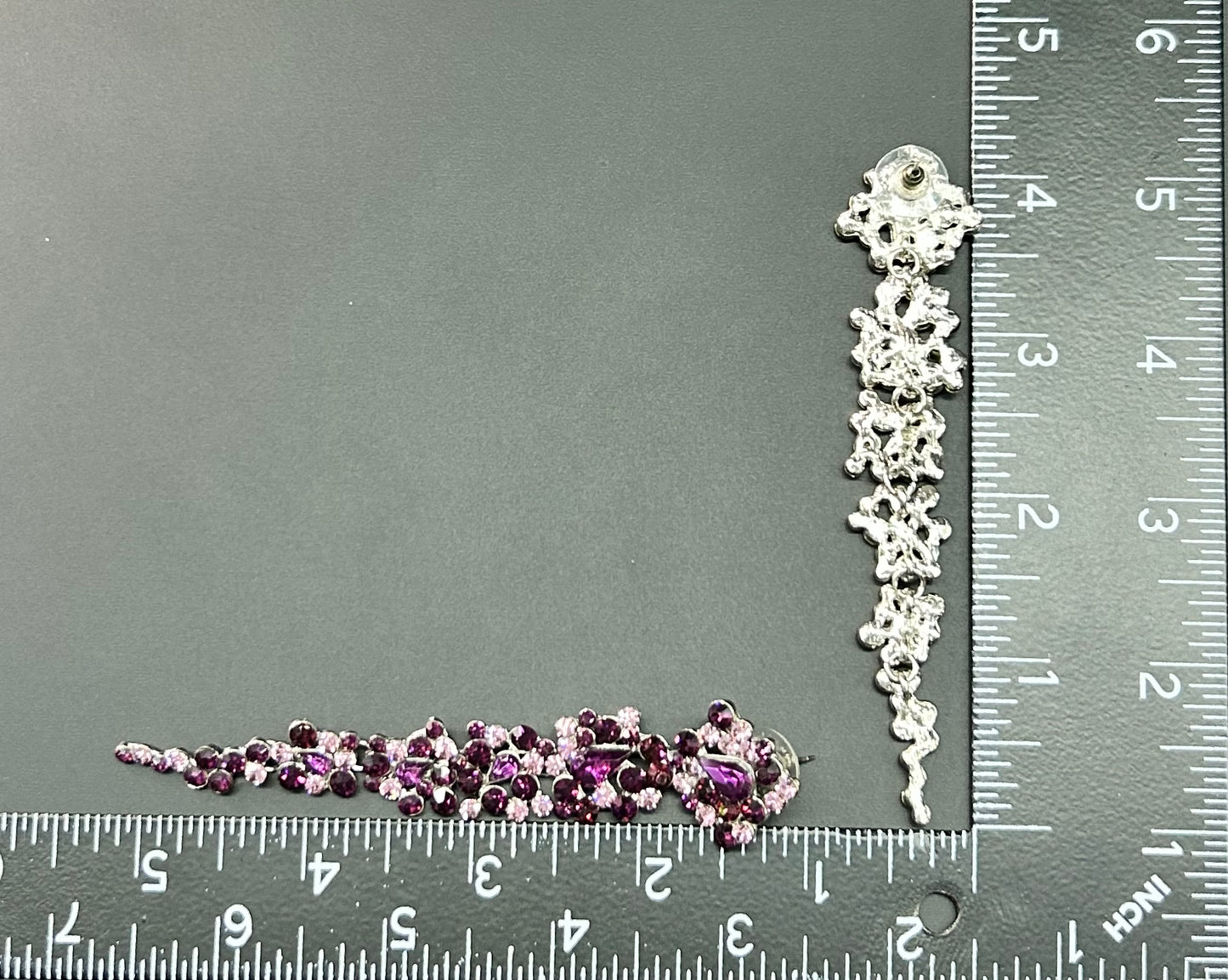 Purple Rhinestone Drop Earrings