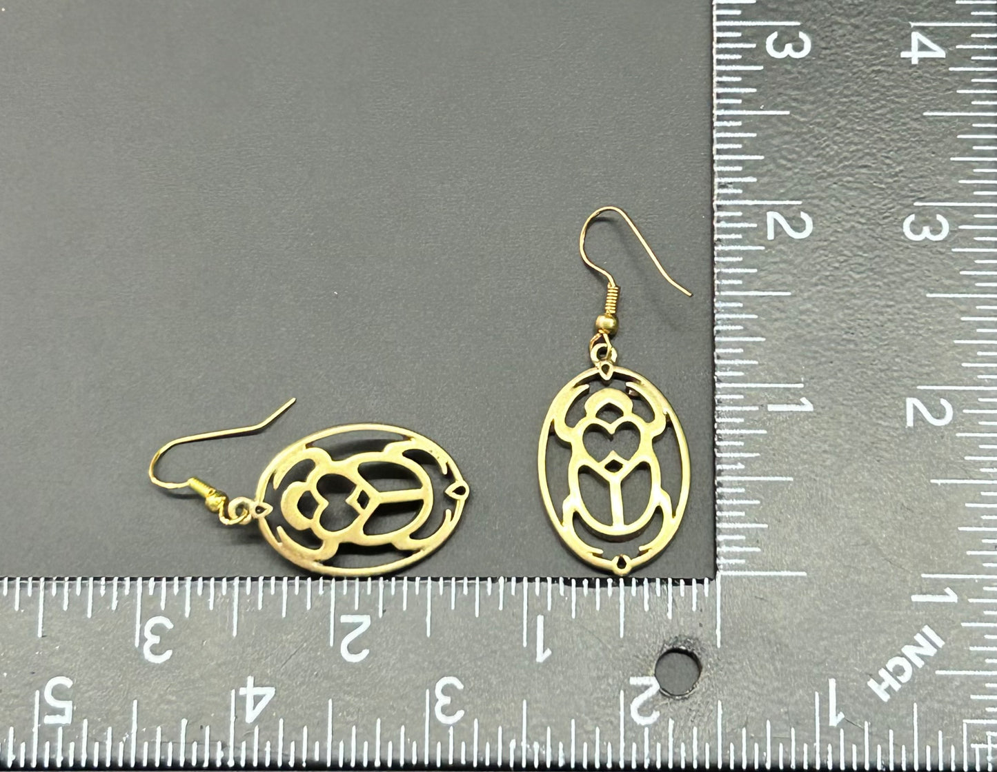 Gold Tone Beetle Earrings