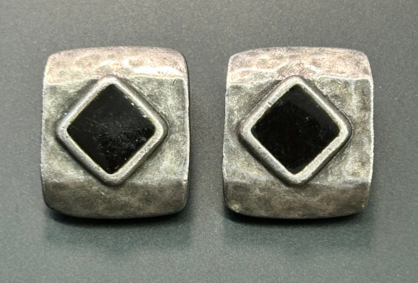 Hammered Black Clip Earrings