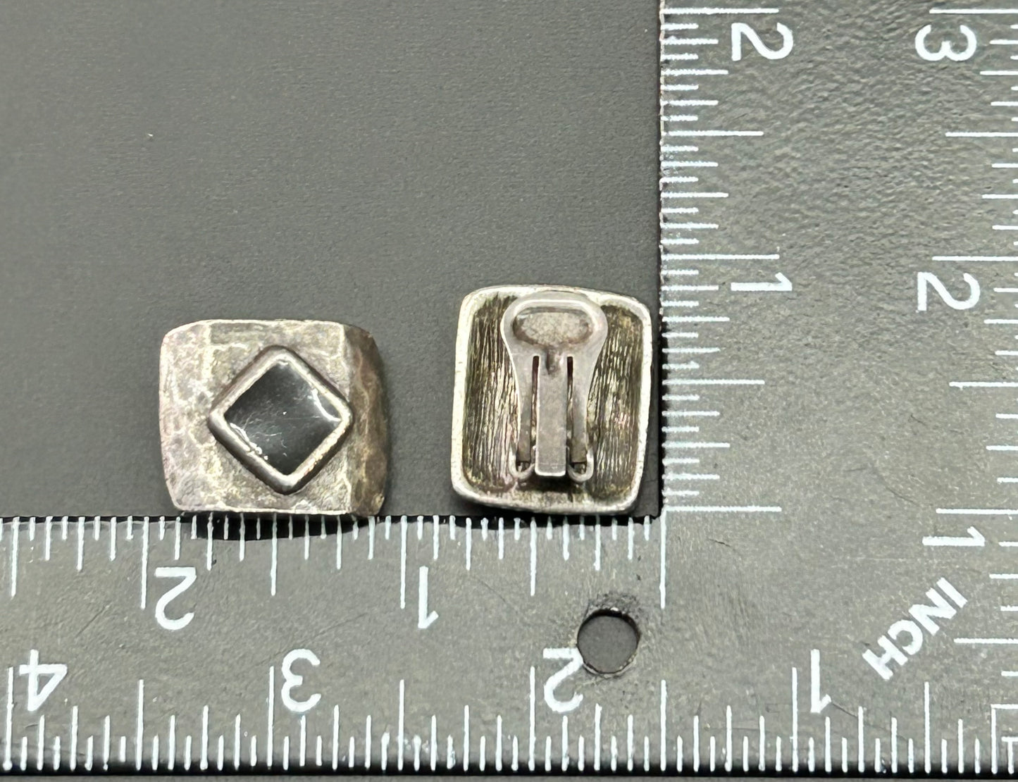 Hammered Black Clip Earrings