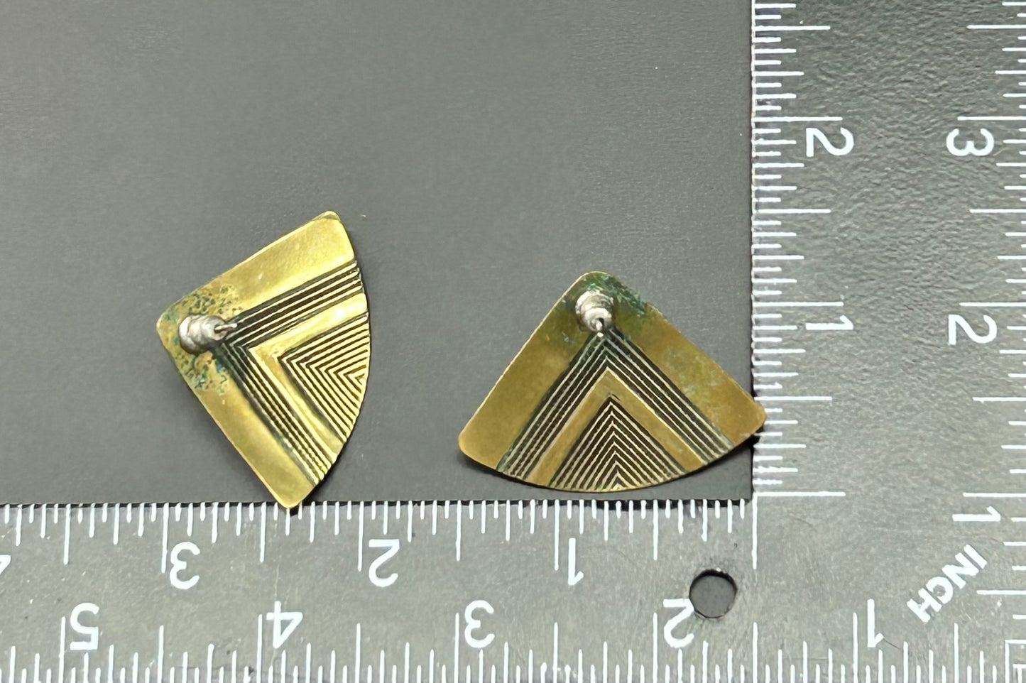 Brass Glass Cabochon Earrings