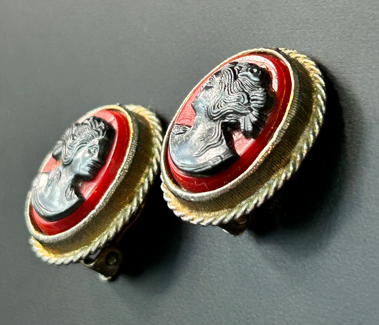 Acrylic Cameo Clip Earrings