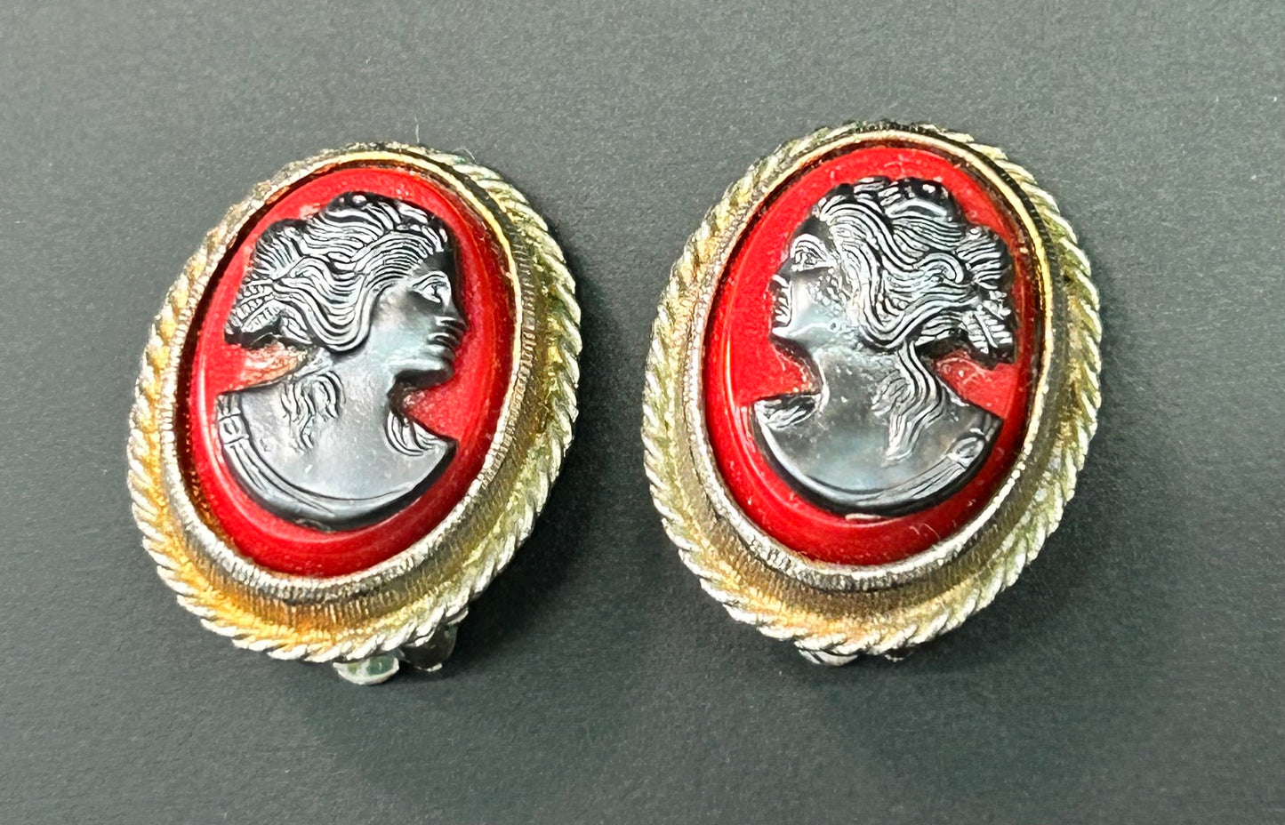 Acrylic Cameo Clip Earrings