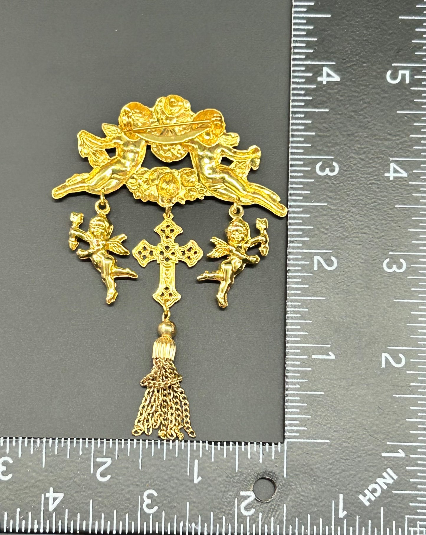 Gold Tone Angel Brooch