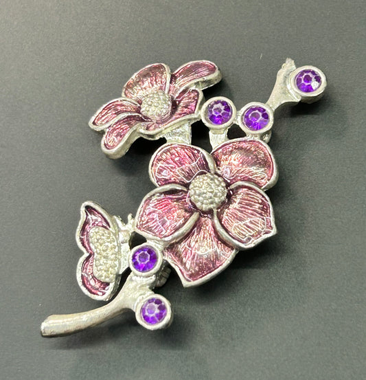 Flowers & Butterfly Brooch