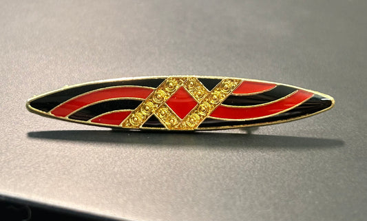 Black & Red Bar Brooch